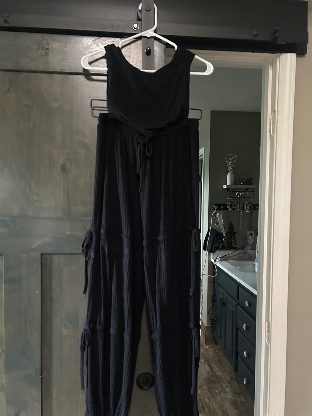 Vintage Havana Black Sleeveless Tiered Jumpsuit